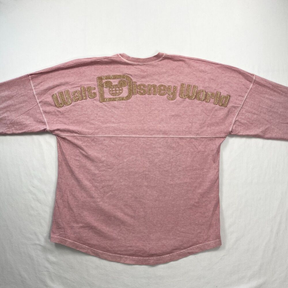 Walt Disney World Spirit Jersey Womens Small Pink Puffy Glitter Spell Out